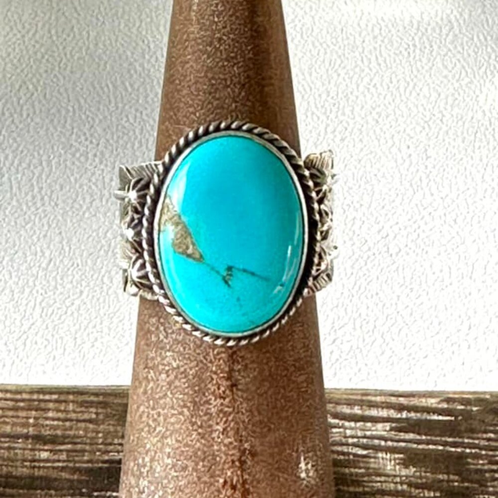 Authentic Navajo Turquoise and Sterling Silver Cuff Ring